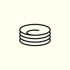 Stack of dinner plates. Dinner plates stack icon. Clean dishes. Restaurant. Serving table. Vector
