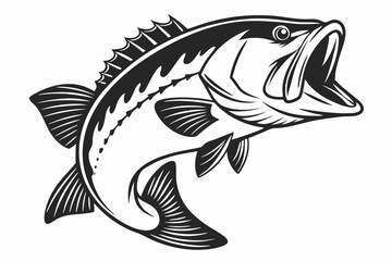 bass fish silhoette black vector