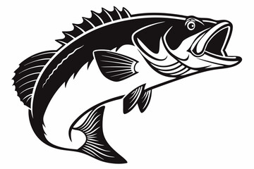 bass fish silhoette black vector