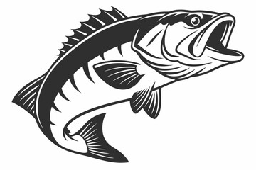 bass fish silhoette black vector