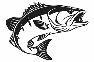 bass fish silhoette black vector