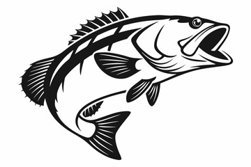bass fish silhoette black vector