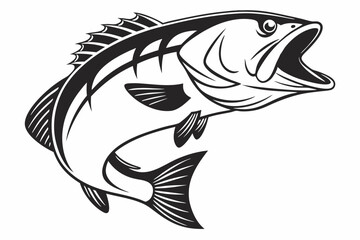 bass fish silhoette black vector
