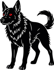 Illustration of a Fierce dog with Red Eyes in a Dashing Vector Style
