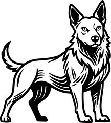 Illustration of a Fierce dog with Red Eyes in a Dashing Vector Style