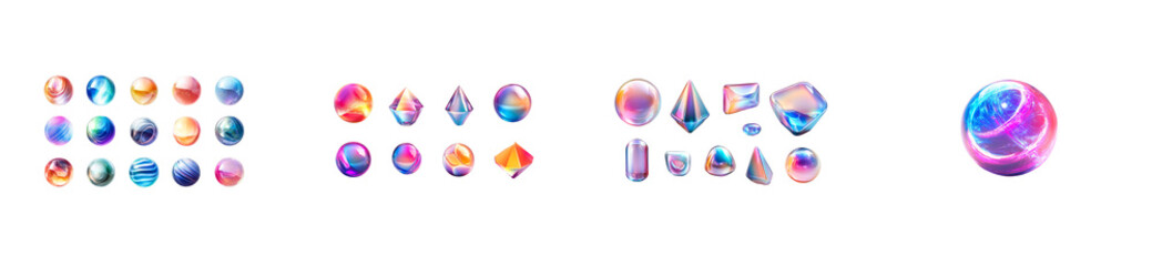 Gems, iridescent shapes, vibrant, assorted stones, crystal, isolated, cut out transparent