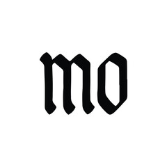MO monogram logo design letter text name symbol monochrome logotype alphabet character simple logo