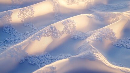 Delicate White Lace Fabric Draped Elegantly with Soft Natural Light Highlighting Textures