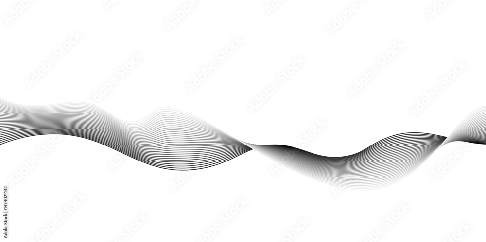 Poster background texture and pattern image, modern grey wave on white background. on checkerboard transpar