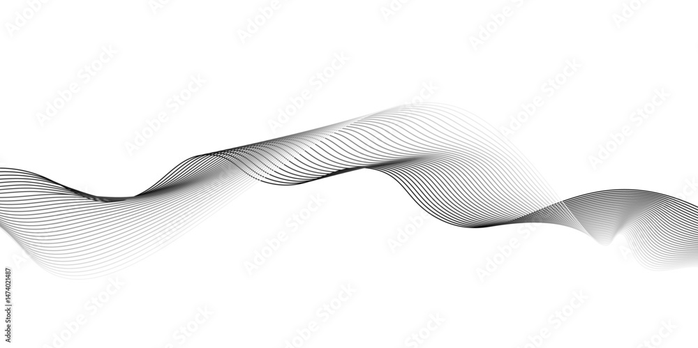 Poster background texture and pattern image, modern grey wave on white background. on checkerboard transpar