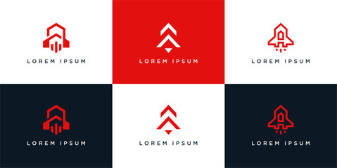 Set of rocket letter A logo abstract