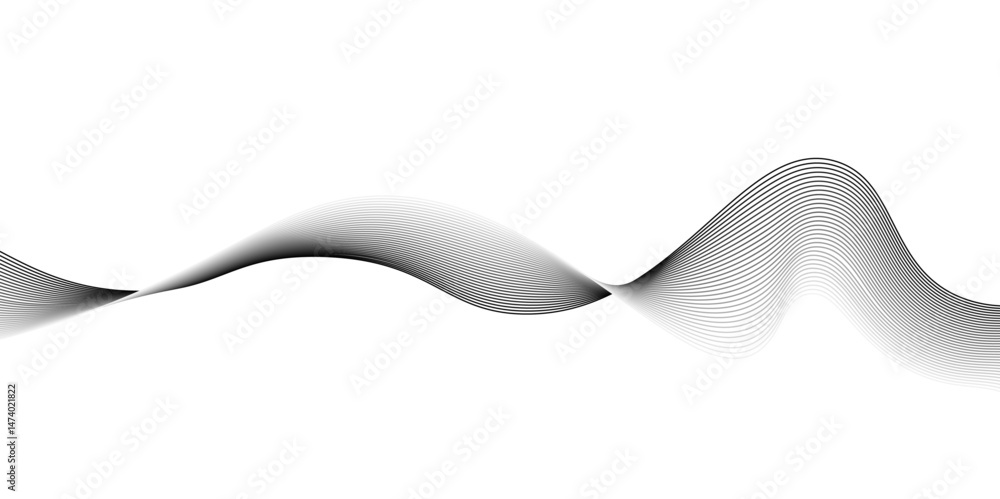 Poster background texture and pattern image, modern grey wave on white background. on checkerboard transpar
