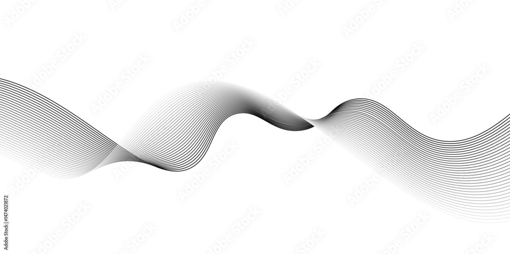Poster background texture and pattern image, modern grey wave on white background. on checkerboard transpar