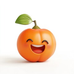 Obraz premium A cute persimmon fruit with smiling face on a white background