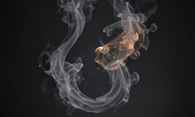 Fototapeta premium Ethereal smoke swirls, dark background, abstract art , illustration, ethereal, ink