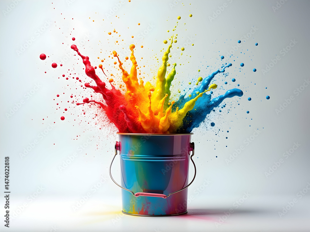 Poster vibrant splash of colorful paints captured in dynamic high-speed photography showcasing fluid motion