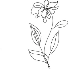 Vector black and white floral design features a nature-inspired pattern with leaves and flowers, perfect for elegant art and decoration