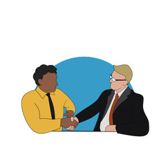 An illustration B2B two businessmen shaking hands, deal agreement , with diversity 