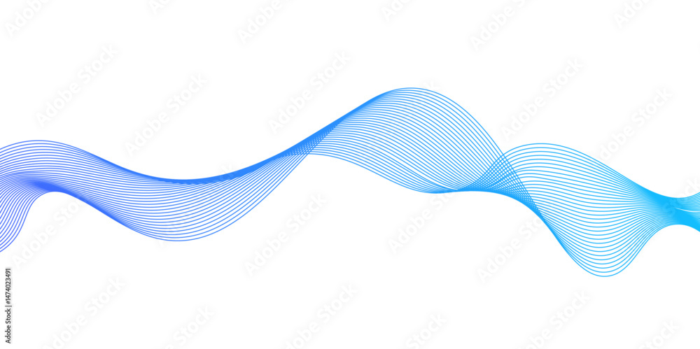 Poster smooth flowing dynamic blue wave lines isolated on white background,abstract background with busines