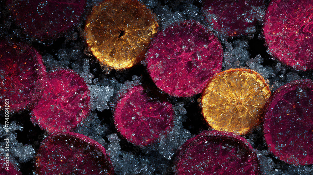 Aufkleber desktop of beautiful yield slice on a frozen surface, make by generative ai.