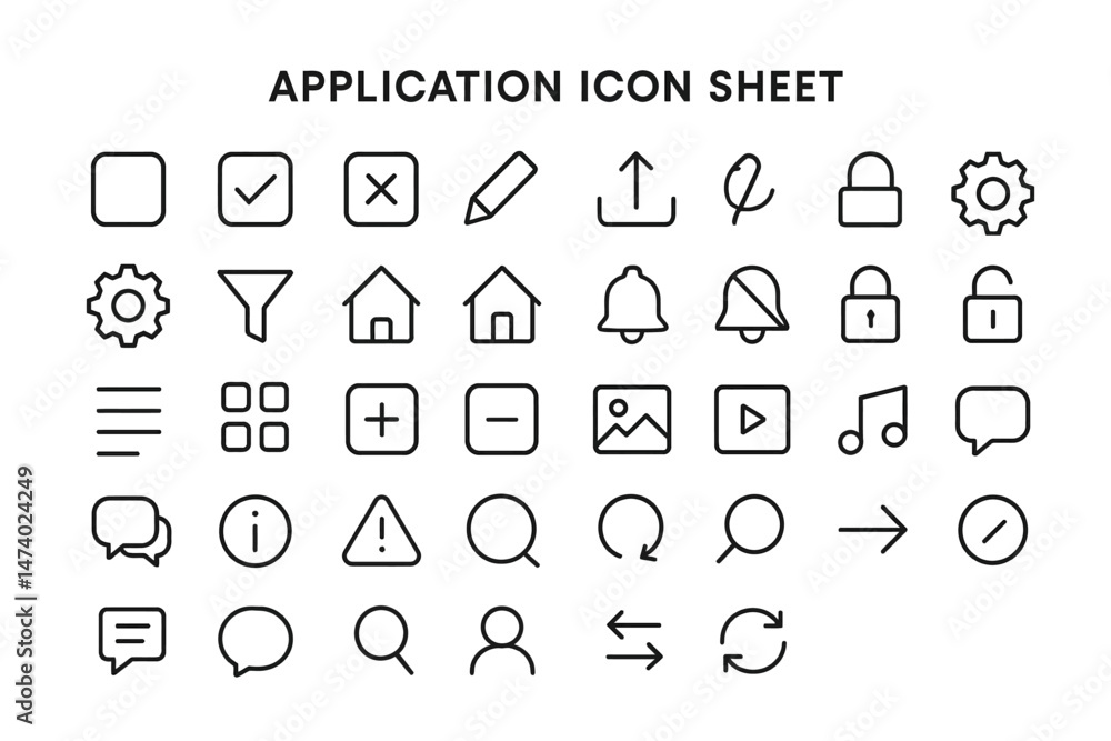 Poster application icon sheet: an icon sheet offering a variety of essential user interface elements, minim