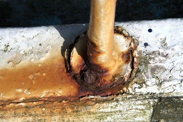 Rusty railing in Bønnerup, Denmark harbor. 