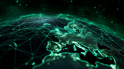 Digital Network Connecting Europe On Earth