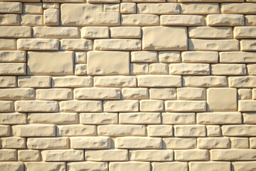 Obraz premium Warm Beige Sandstone Brick Wall with Rustic Charm, Perfect for Backgrounds and Textures, Ideal for Architectural and Design Visualizations, High Resolution