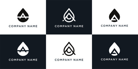 Set of liquid with letter A logo