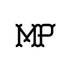 MP monogram logo design letter text name symbol monochrome logotype alphabet character simple logo