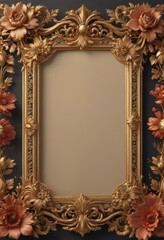 Exquisite floral frame, gilded accents, retro design ,  wallpaper,  gilded