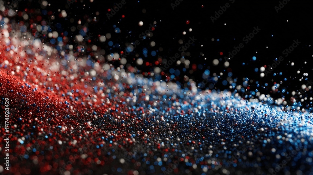 Poster cosmic dance of colors: an ethereal and captivating display of particles in vibrant hues of red and 