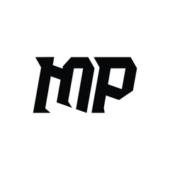 MP monogram logo design letter text name symbol monochrome logotype alphabet character simple logo