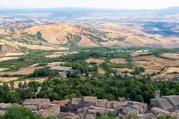 Panoramic View of Val d’Orcia from Radicofani, Tuscany, Italy
