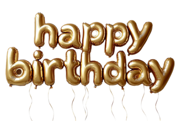 Gold Happy Birthday Balloons