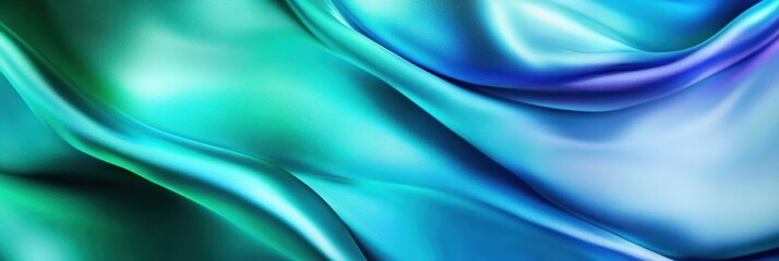 Obraz premium Fluid, vibrant silk-like fabric drapes in teal, blue, and violet hues. Detailed folds and soft gradients create a smooth, flowing texture