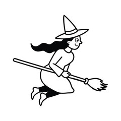 Fototapeta premium witch flying on a broomstick