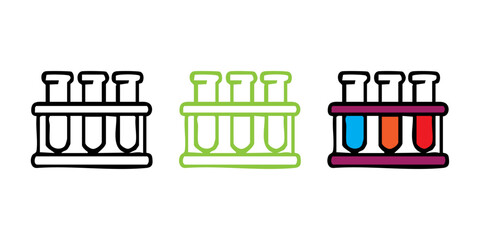  Test Tubes Icon Set - Science Laboratory Vector Illustration