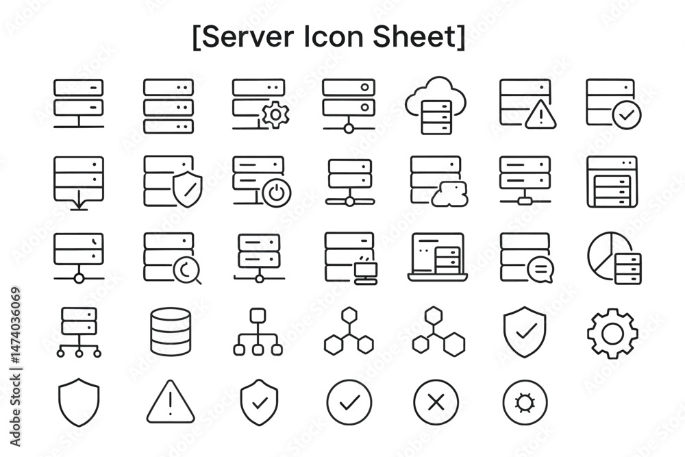 Poster server icon sheet: a comprehensive collection of neatly designed server icons, offering a visual gui