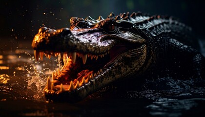 Obraz premium 水中に生息するワニ