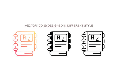 Dictionary icon design with white background stock illustration