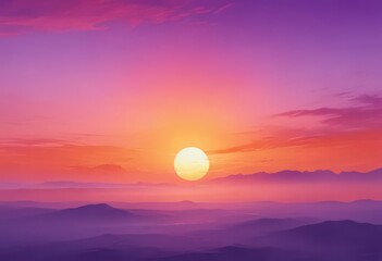 Obraz premium Abstract watercolor sunset, vibrant orange and purple hues blending seamlessly , background, nature, flowing