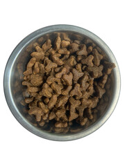 Metal Bowl of Bone-Shaped Dry Dog Food – Pet Nutrition, Animal Care, Healthy Canine Diet