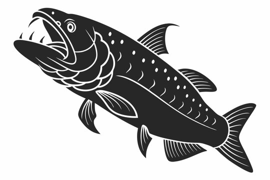 coelacanth sihouette black vector
