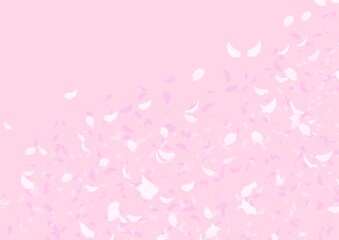 arrière-plan abstrait avec pluie de pétales de couleur blanc et rose sur un fond rose 