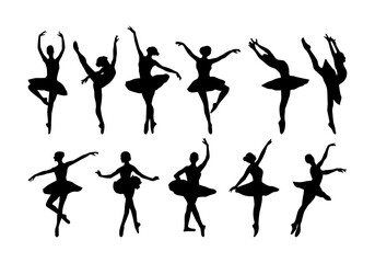 ballet dancer silhouette vector collection