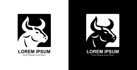 Buffalo head logo design combined with a square