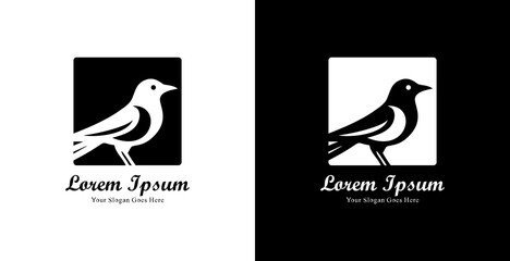 Bird shaped logo design combined with square