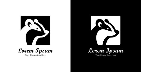 Logo design in the form of a mongoose head combined with a square