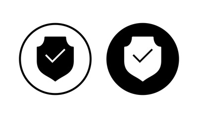 Shield check mark icon vector illustration. Protection approve sign. Insurance icon